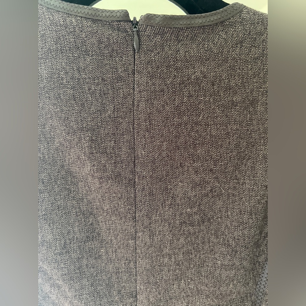 G.I.L.I. Strapless Sheath Dress in Dark Brown Tweed with Leather Trim size 6 - Picture 7 of 9